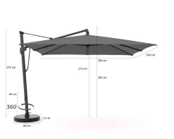 Glatz Sombrano S+ Easy zweefparasol 300x300cm