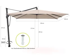 Glatz Sombrano S+ Easy zweefparasol 350x350cm