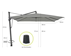 Glatz Sombrano S+ Easy zweefparasol 300x300cm