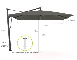 Glatz Sombrano S+ Easy zweefparasol 350x350cm