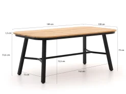 Hartman Tubb dining tuinset 185cm 5-delig verstelbaar