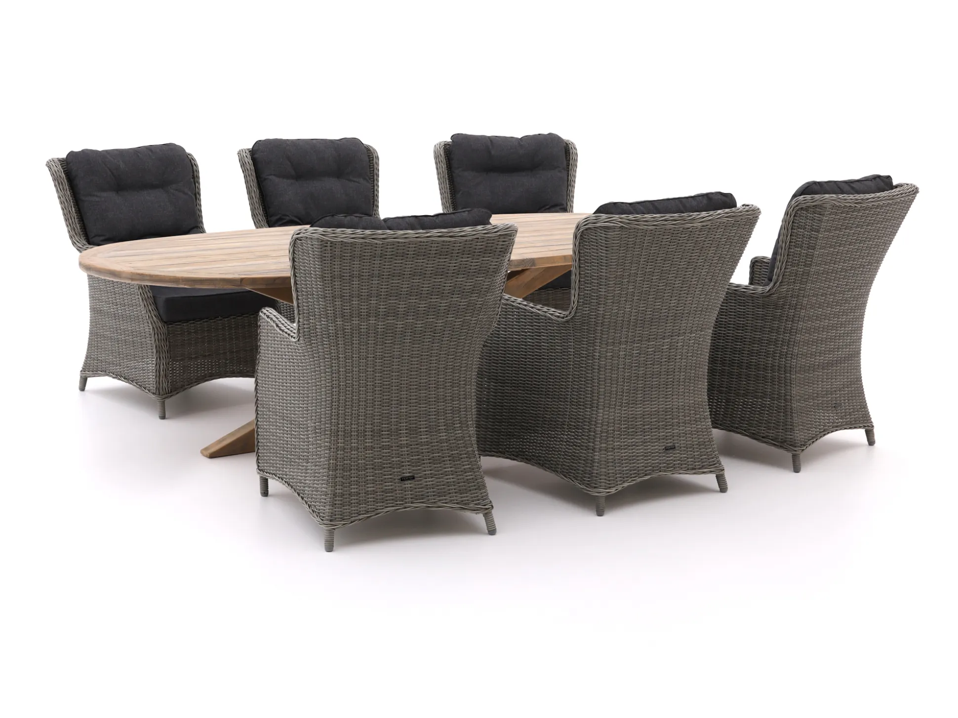 Intenso Milano/ROUGH-Y Ellips 280cm dining-lounge tuinset 7-delig