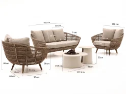 Intenso Stila/Cosidune stoel-bank loungeset met vuurtafel 5-delig