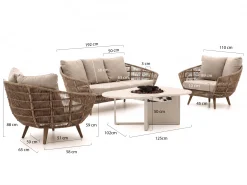 Intenso Stila/Cosiloft Novi stoel-bank loungeset met vuurtafel 4-delig