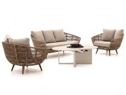 Intenso Stila/Cosiloft Novi stoel-bank loungeset met vuurtafel 4-delig