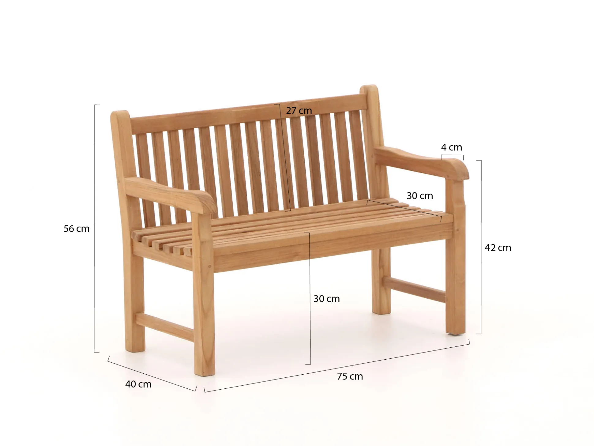 Kinder tuinbank 75x40x56cm/KiKabeer Groot 30cm wit