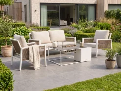 Manifesto Alzano/Cosidesign Line stoel-bank loungeset met vuurtafel 4-delig