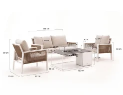 Manifesto Alzano/Cosidesign Line stoel-bank loungeset met vuurtafel 4-delig