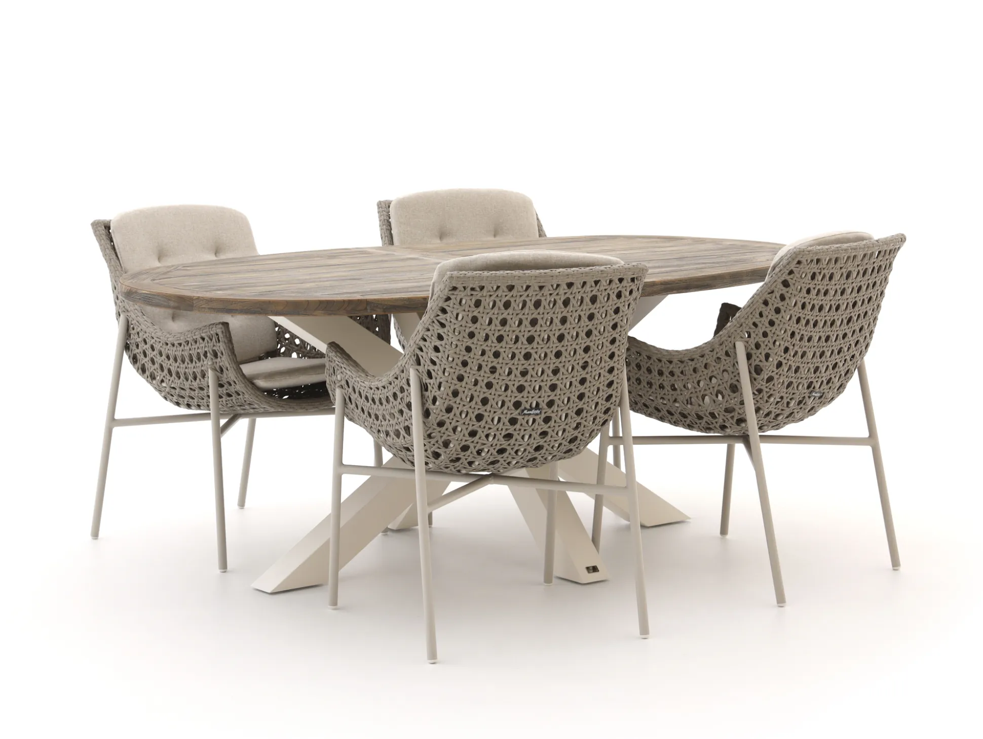 Manifesto Novara/ROUGH-Y Ellips 200cm dining tuinset 5-delig