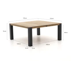 Manifesto Rivola/ROUGH-X 170cm dining tuinset 9-delig