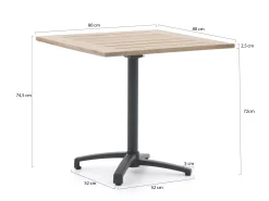 Manifesto Villongo/Canzo 80cm dining tuinset 5-delig stapelbaar inklapbaar