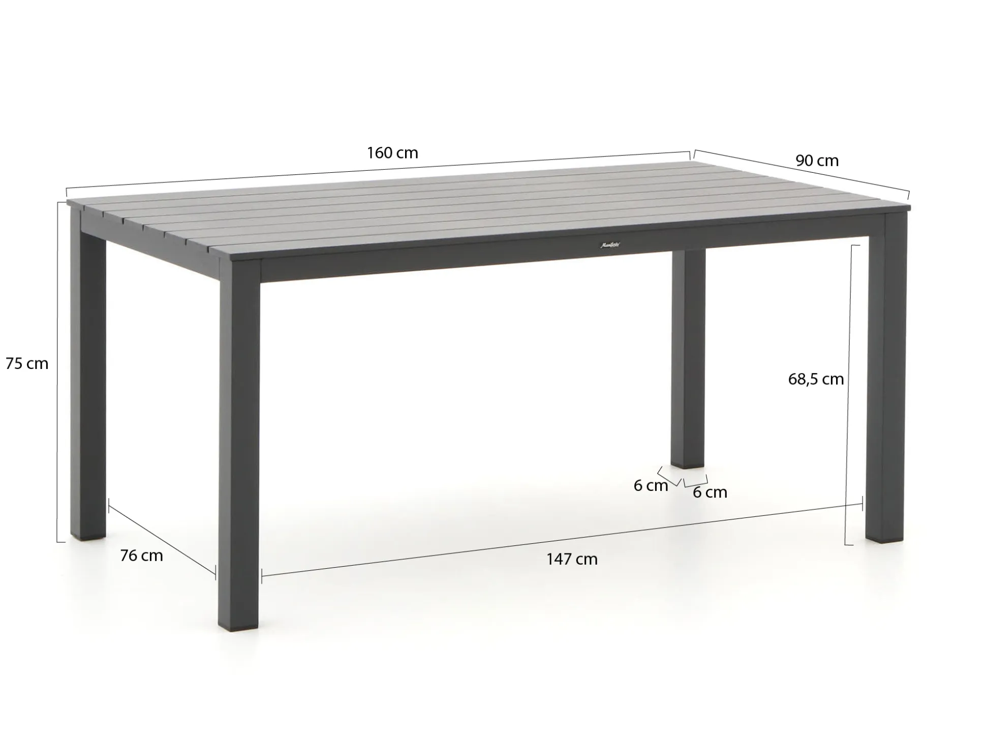 Manifesto Villongo/Menzano 160cm dining tuinset 5-delig stapelbaar