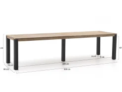 Manifesto Villongo/ROUGH-S 300cm dining tuinset 9-delig stapelbaar