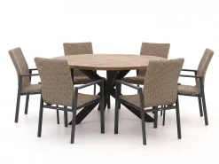 Manifesto Villongo/ROUGH-Y ø150cm dining tuinset 7-delig stapelbaar