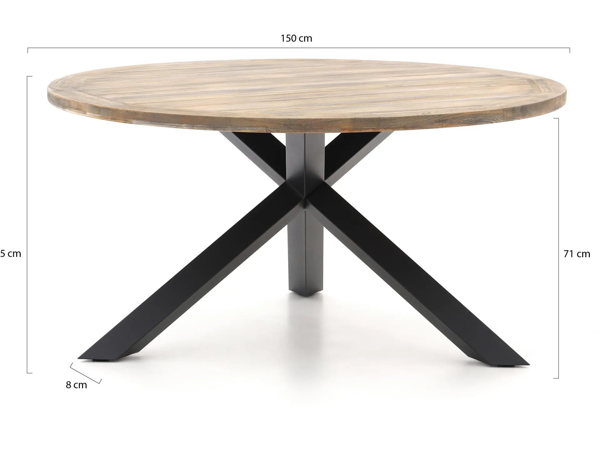 Manifesto Villongo/ROUGH-Y ø150cm dining tuinset 7-delig stapelbaar