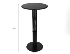 Monti HeatLine Vibe bartafel met terrasverwarmer 1500W ø60cm (h: 110cm)