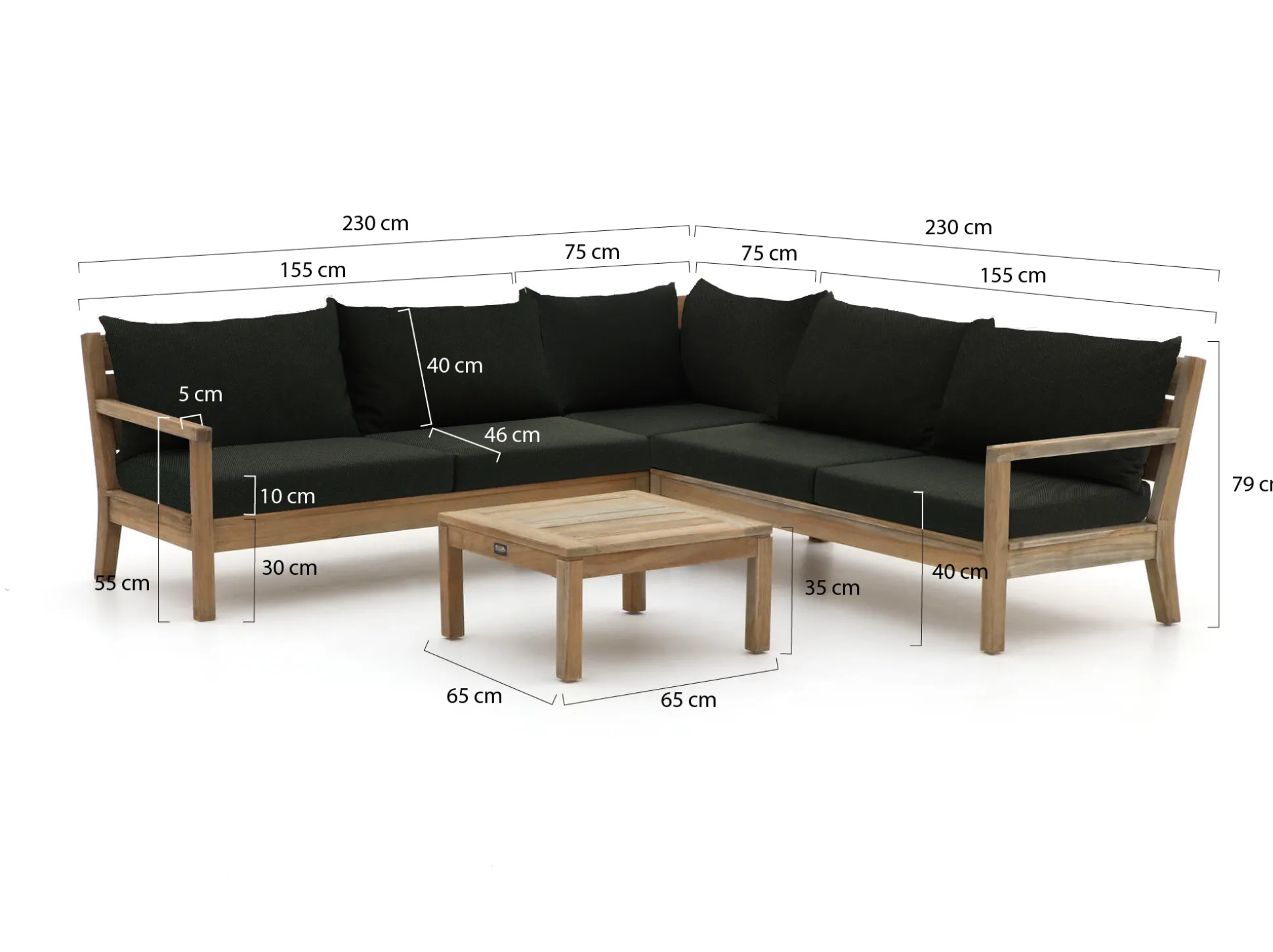 ROUGH Batang hoek loungeset 4-delig