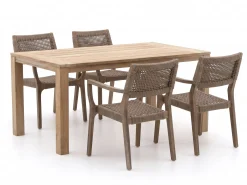 ROUGH-L Rope/ROUGH-S 160cm dining tuinset 5-delig stapelbaar