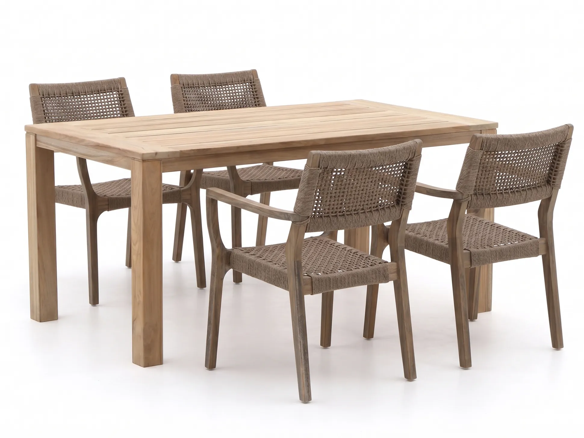ROUGH-L Rope/ROUGH-S 160cm dining tuinset 5-delig stapelbaar
