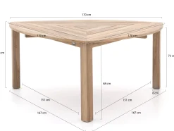 ROUGH-S 170cm dining tuinset 7-delig stapelbaar