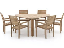 ROUGH-S 170cm dining tuinset 7-delig stapelbaar