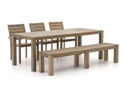 ROUGH-S 220cm dining tuinset met bank 5-delig stapelbaar