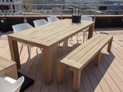 ROUGH-S 220cm dining tuinset met bank 5-delig stapelbaar