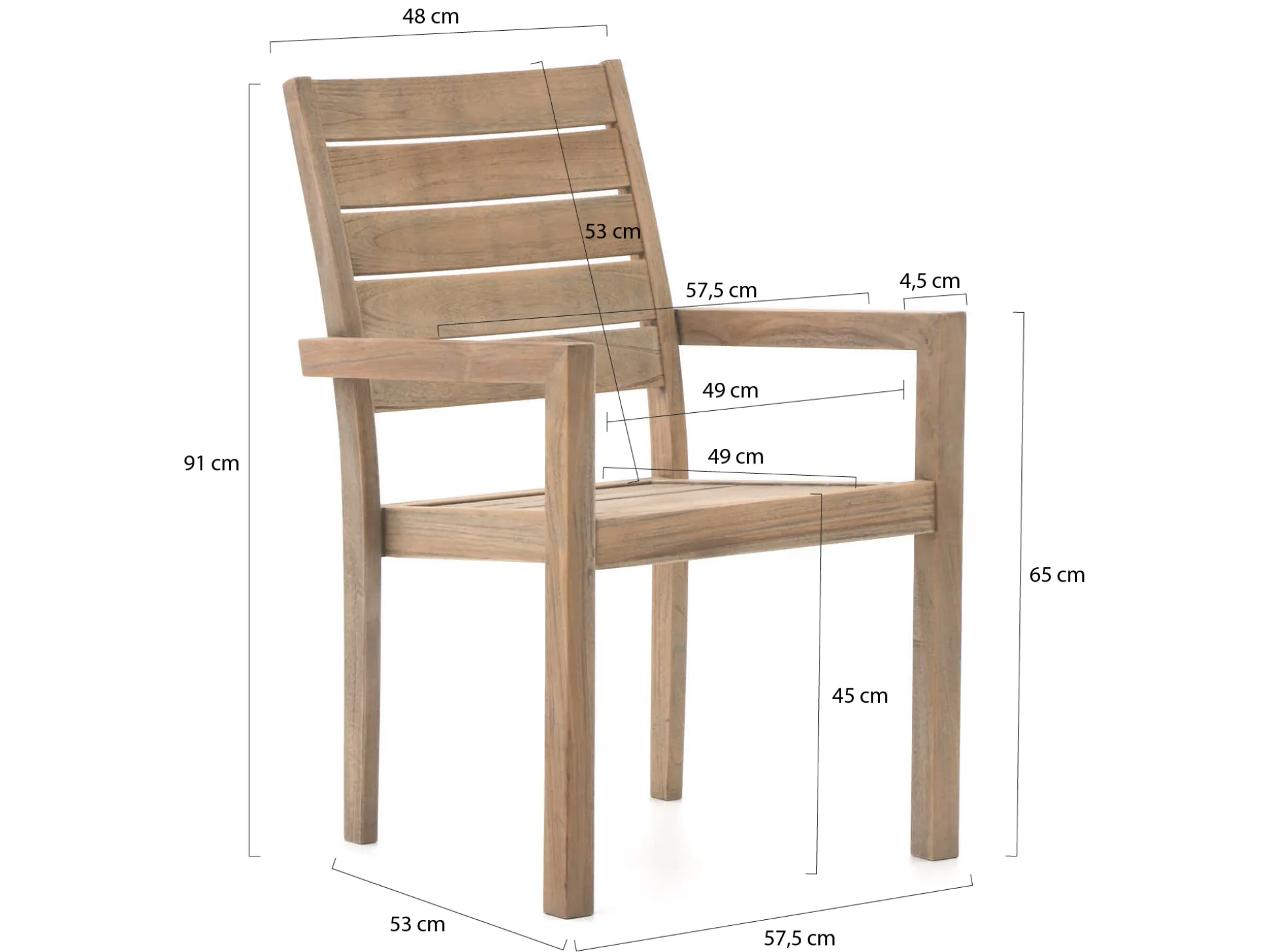 ROUGH-S dining tuinset 160cm 5-delig stapelbaar