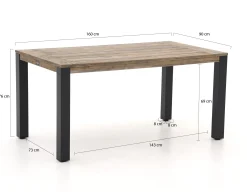 ROUGH-S dining tuintafel 160x90x76cm