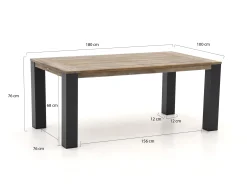 ROUGH-S/ROUGH-X 180cm dining tuinset met bank 4-delig stapelbaar