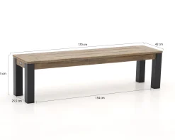 ROUGH-S/ROUGH-X 180cm dining tuinset met bank 4-delig stapelbaar