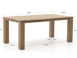 ROUGH-S/ROUGH-X 180cm dining tuinset 5-delig stapelbaar