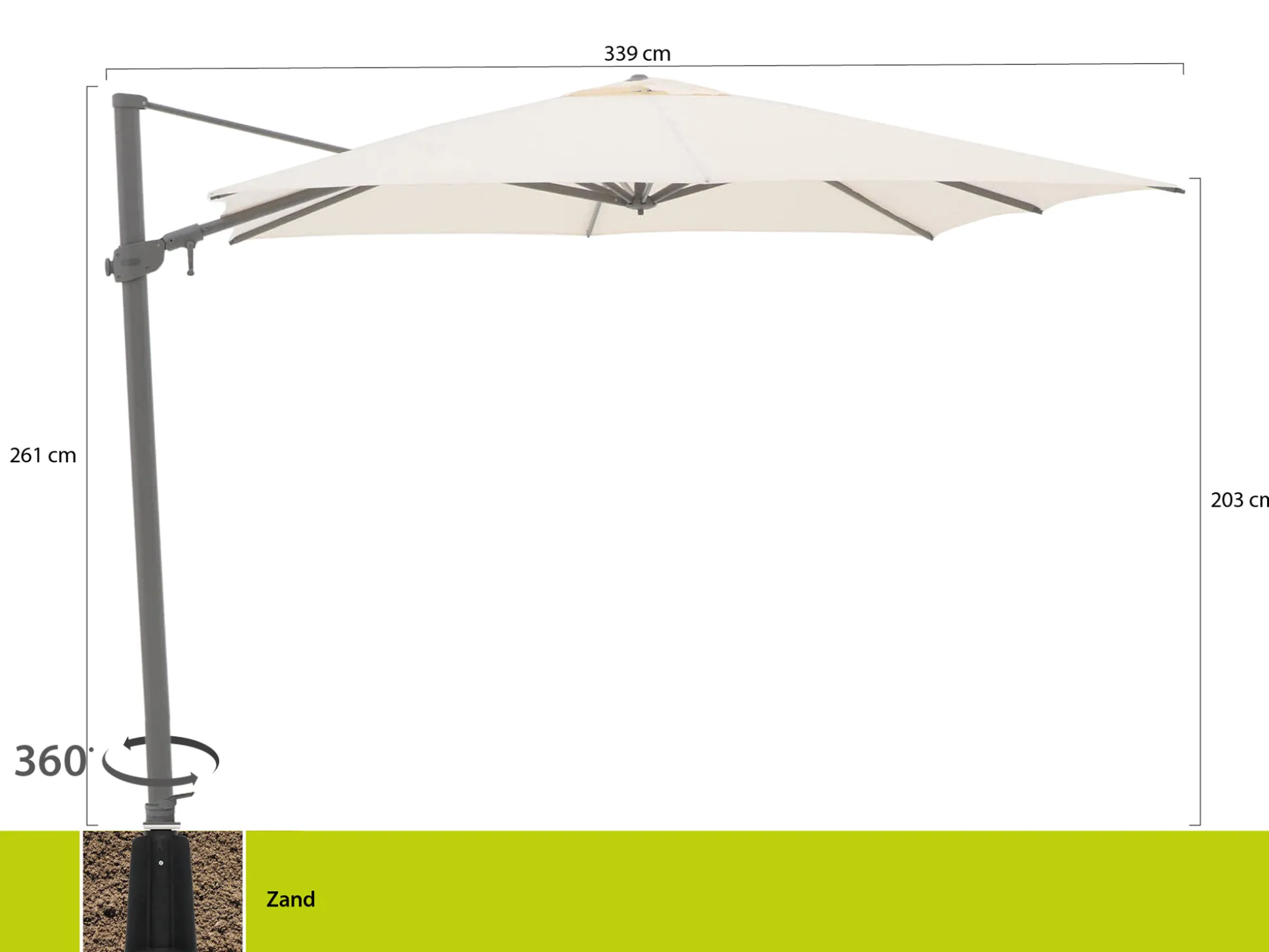 Shadowline Austin zweefparasol 300x300cm