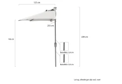 Shadowline balkonparasol 255x135cm