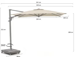 Shadowline Francisco zweefparasol 260x260cm