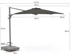 Shadowline Francisco zweefparasol 260x260cm