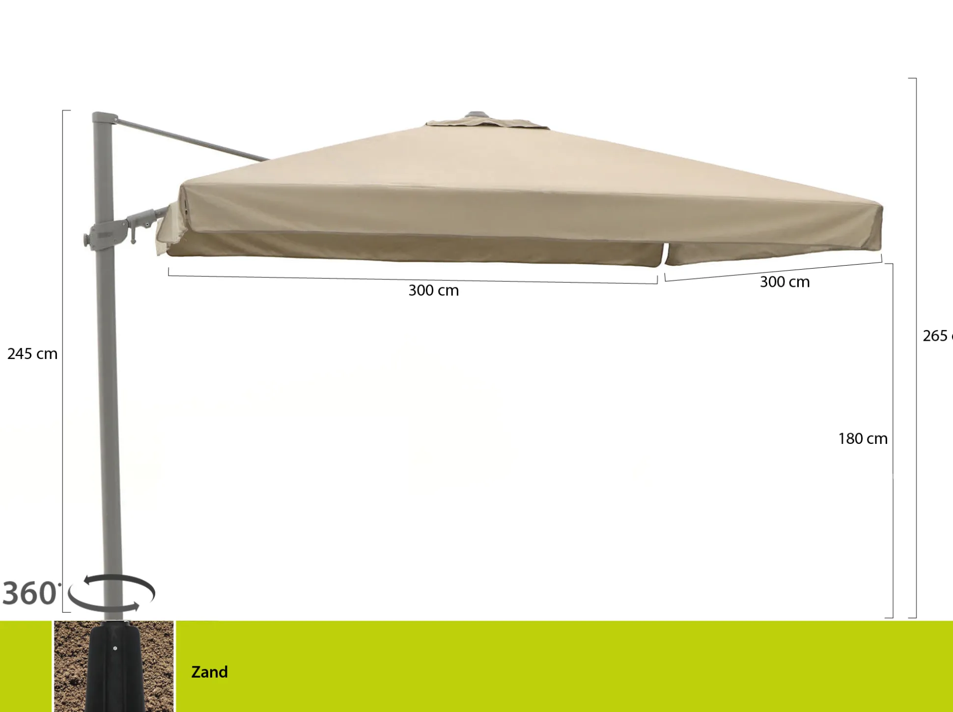Shadowline Miami zweefparasol 300x300cm