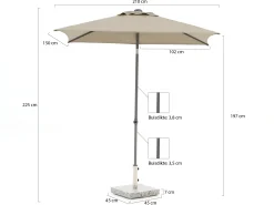 Shadowline Push-up parasol 210x150cm