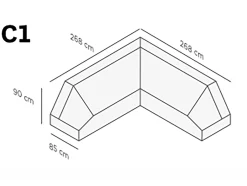 SUNS Tuinmeubelhoes C1 hoek loungeset 268x268x90cm