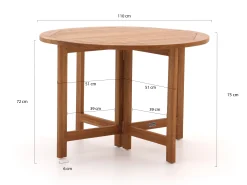 Sunyard Butterfly klaptafel ø 110cm (h:75cm)