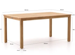 Sunyard Jakarta/Liverpool 160cm dining tuinset 5-delig stapelbaar