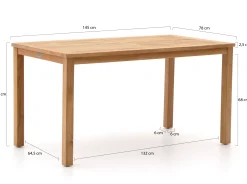 Sunyard Liverpool dining tuintafel 145x78cm