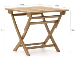 Sunyard Preston klaptafel 80x80x75cm