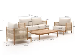 Zavelli Convivia stoel-bank loungeset 4-delig 4-zits