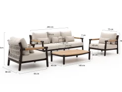 Zavelli Divina stoel-bank loungeset 4-delig 5-zits